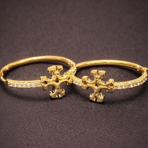 Luxury Gold TT Cross Hoop Earrings